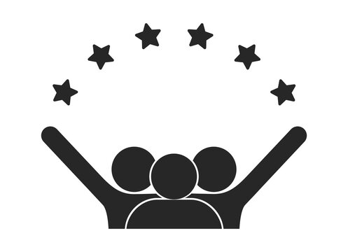 
group of people, team of winners, self-confidence icon, motivation  illustration, symbol life skills,  successful person, stick figure human silhouette isolated on transparent