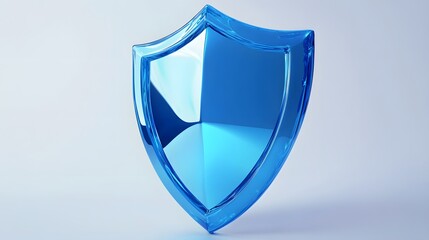 Shield depicting protection. shield 3d icon. Protection, defense and security concept symbol: blue shield on isolated on white background