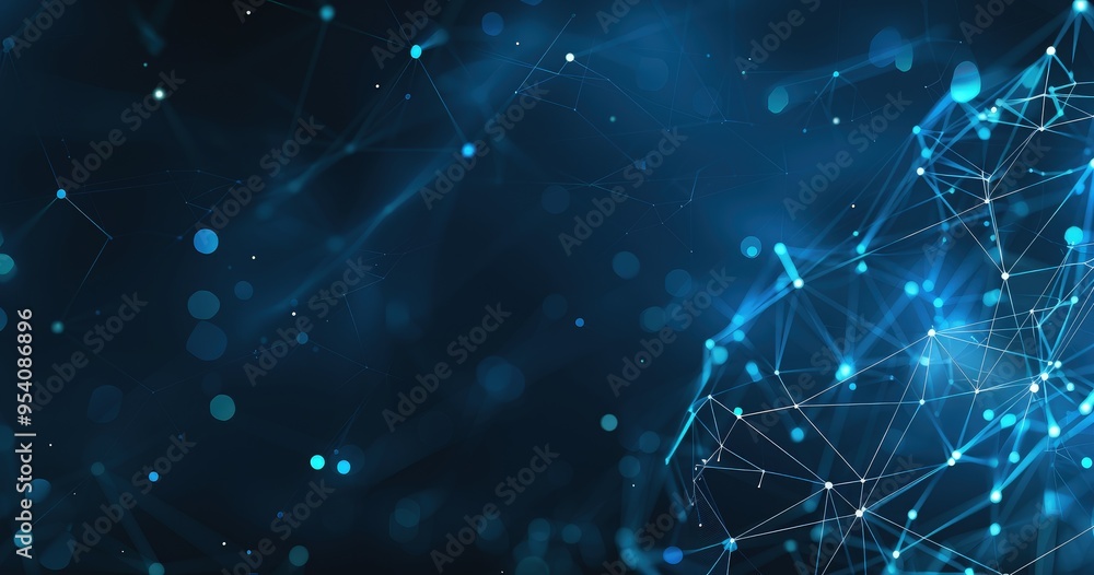 Poster a visually striking abstract representation of interconnected nodes and lines, symbolizing data and 