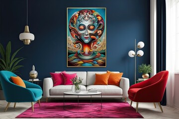 Mystical Surrealism Art Poster for Colorful Living Room Decor
