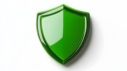 Shield depicting protection. shield 3d icon. Protection, defense and security concept symbol: green shield on isolated on white background