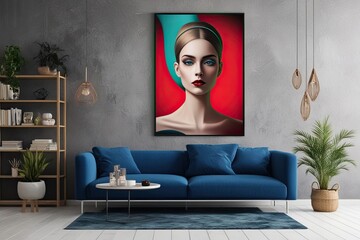 Contemporary Surreal Portrait Art Poster for Stylish Home Design Decor