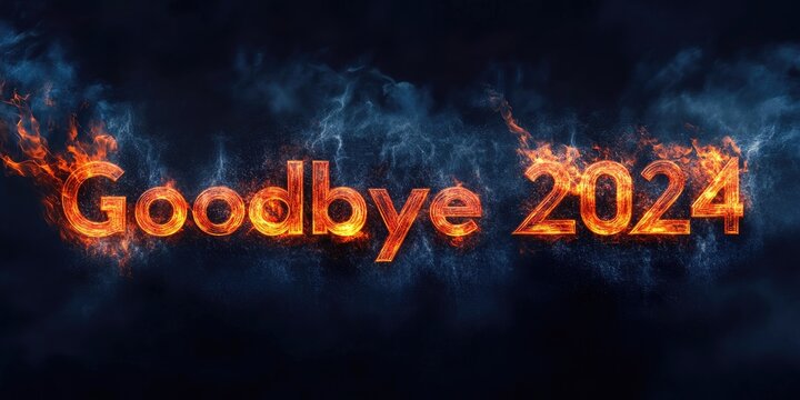 Fiery farewell to 2024: a dramatic goodbye on a dark background