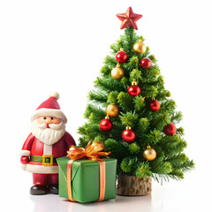 Christmas tree under give box small Santa