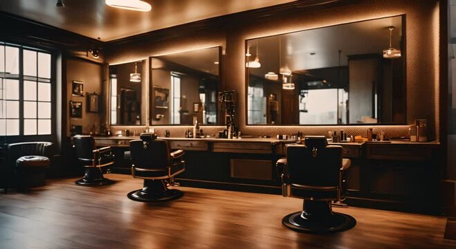 The barbershop room 4k animation