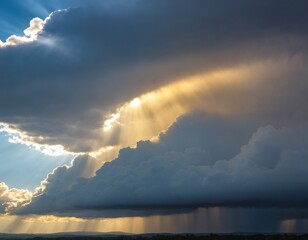 Sunlit Clouds Over The Horizon