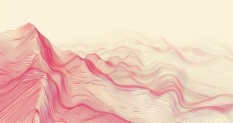 Fototapeta premium A serene abstract representation of flowing landscapes in soft pink tones, evoking tranquility and movement.