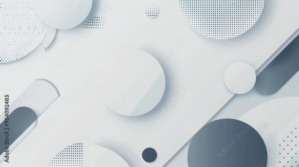Poster A modern abstract design featuring various circles and geometric shapes in a minimalist color palette.