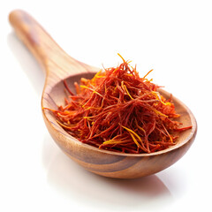 Fototapeta premium saffron threads arranged in a wooden