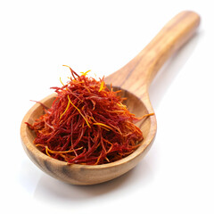 Fototapeta premium saffron threads arranged in a wooden
