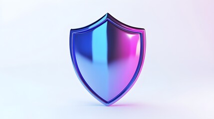 Shield depicting protection. shield 3d icon. Protection, defense and security concept symbol: blue and purple shield on isolated on white background