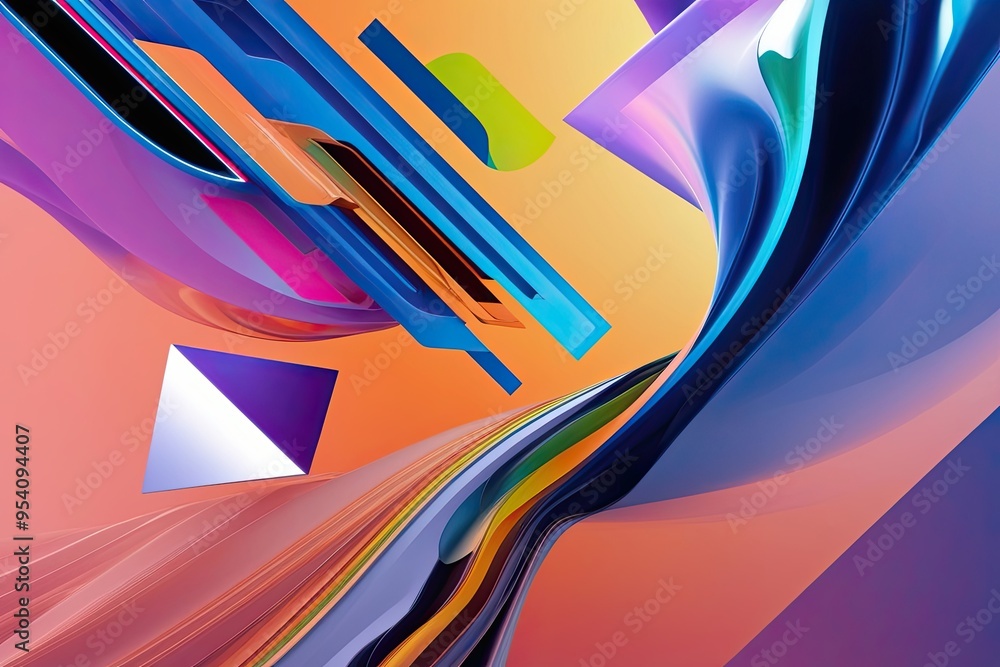 Poster vibrant abstract modern background featuring dynamic geometric shapes and fluid design
