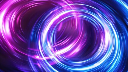 A vibrant abstract design featuring swirling blue and pink light trails, creating a dynamic and energetic visual effect.