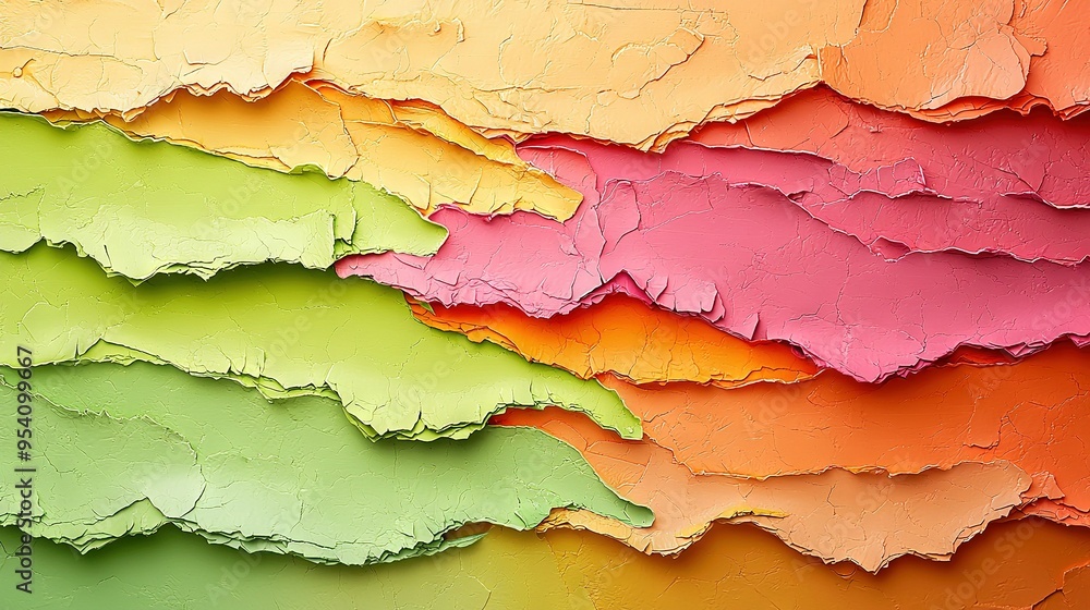 Poster a macro of a multi-hued wall with flaking paint on its edges and a timepiece in the center