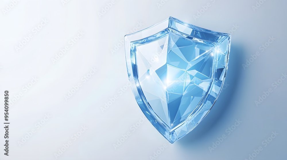 Poster cyber security safety shield in minimalistic style. 3d vector illustration. white backgroundcyber se