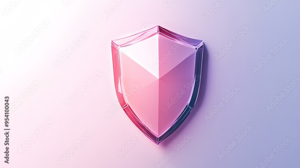 Poster cyber security safety shield in minimalistic style. 3d vector illustration. white background