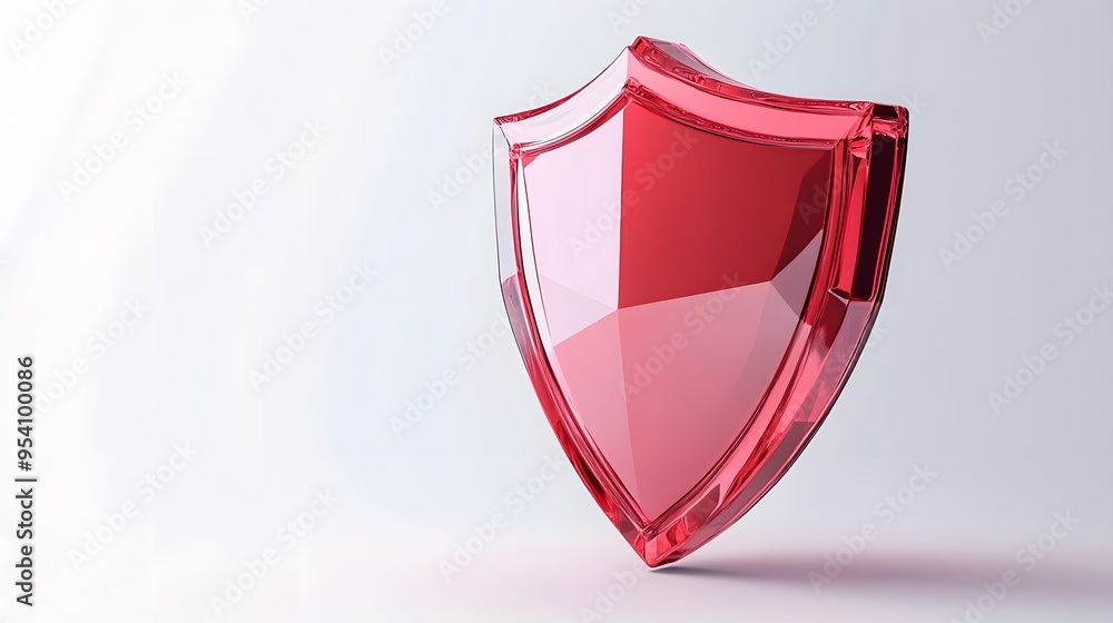 Poster cyber security safety shield in minimalistic style. 3d vector illustration. white background