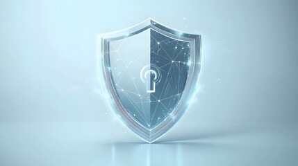 Cyber security safety shield in minimalistic style. 3d vector illustration. white backgroundCyber security safety shield in minimalistic style. 3d vector illustration. white background