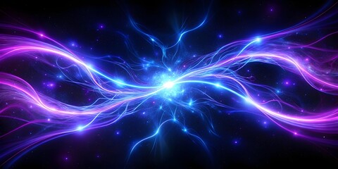 Fototapeta premium dark background with ethereal blue and purple waves