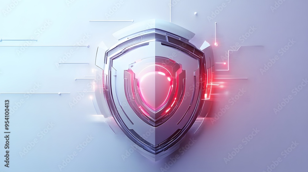 Poster cyber security safety shield in minimalistic style. 3d vector illustration. white backgroundcyber se