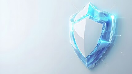 Fototapeta premium Cyber security safety shield in minimalistic style. 3d vector illustration. white background