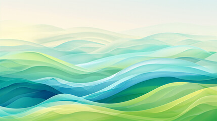 Serene abstract waves in soft green and blue tones, evoking a peaceful landscape.