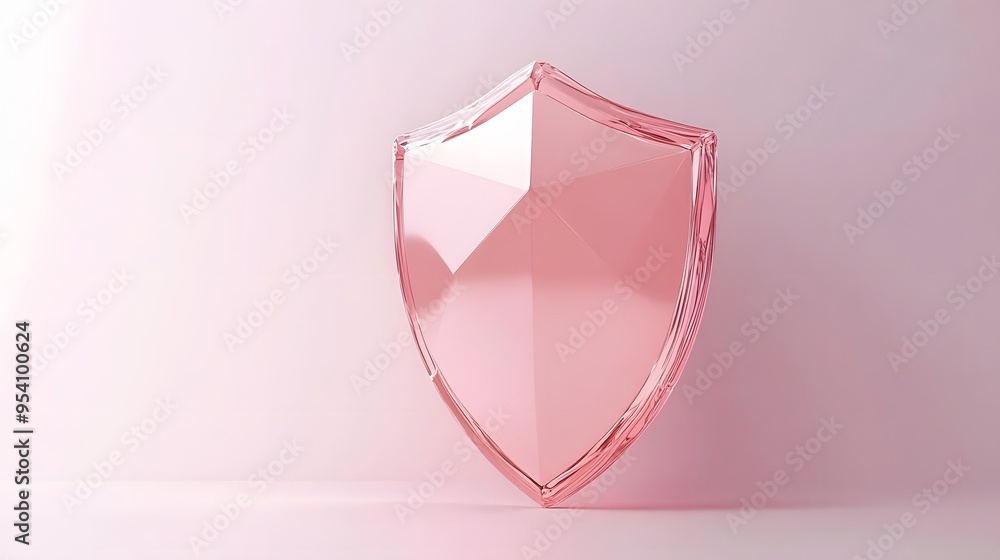 Poster cyber security safety shield in minimalistic style. 3d vector illustration. white background