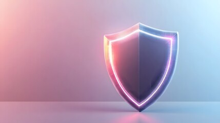 Cyber security safety shield in minimalistic style. 3d vector illustration. white background