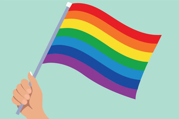 Person holds bisexual flag in hand. Flat vector illustration. Pride day concept