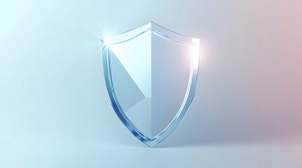 Cyber security safety shield in minimalistic style. 3d vector illustration. white background
