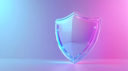 Cyber security safety shield in minimalistic style. 3d vector illustration. white background