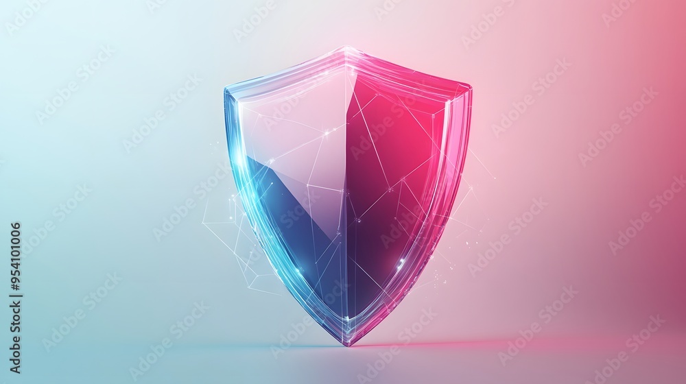 Aufkleber cyber security safety shield in minimalistic style. 3d vector illustration. white background