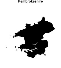 Obraz premium Pembrokeshire blank outline map