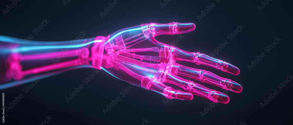 Poster biotechnology in bionics, focusing on the development of living tissue interfaces with bionic techno