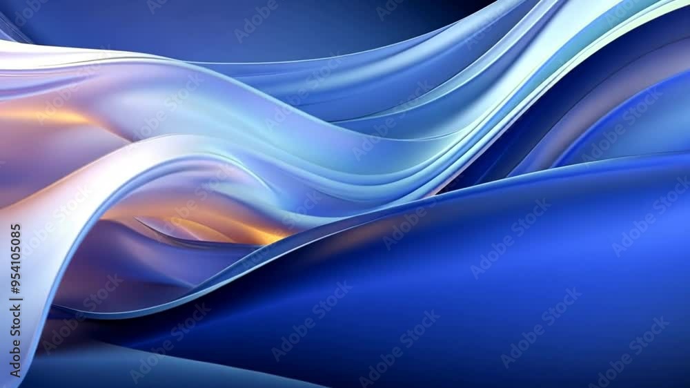 Aufkleber flowing waves of blue and white colors create a serene background generative ai