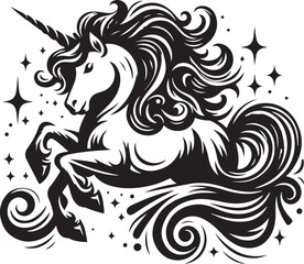 Naklejka premium Unicorn Silhouette Vector Art illustration