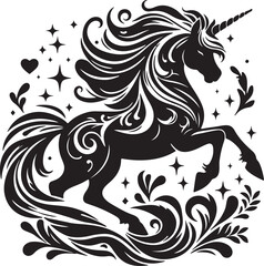  Unicorn Silhouette Vector Art illustration