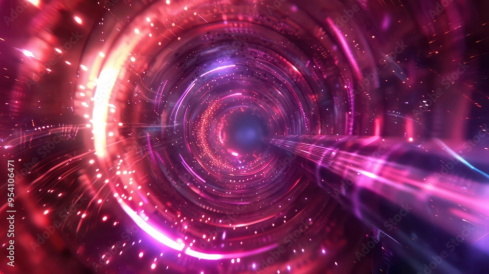 Canvas Prints a futuristic tunnel with glowing lights and a sense of speed.