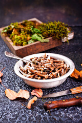 Salad of pickled honey mushrooms,