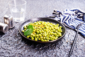Fresh green pea beans fried with spice