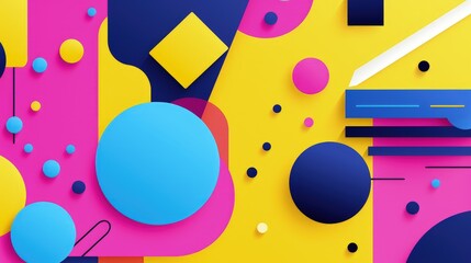 Obraz premium Colorful abstract geometric shapes on a vibrant background.