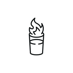 Flaming shot icon. Simple icon depicting a flaming drink, typically a shot, symbolizing alcohol, cocktails, or parties. Suitable for social media, app, and web design. Vector illustration © InvisionFrameStudio