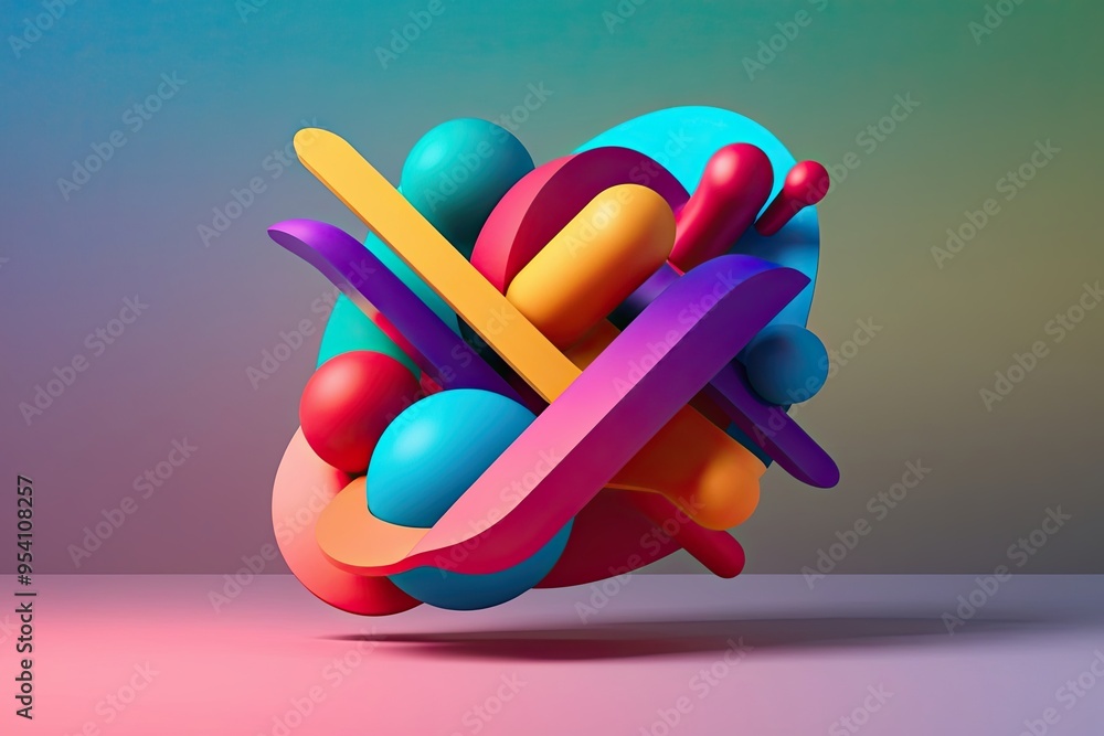 Poster vibrant modern abstract design with dynamic colorful shapes and gradient background