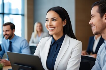 Proactive Female Customer Service Consultant Dedicated to Client Satisfaction and Smiling Engagement