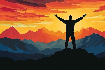 Business career growth concept: reaching the top.