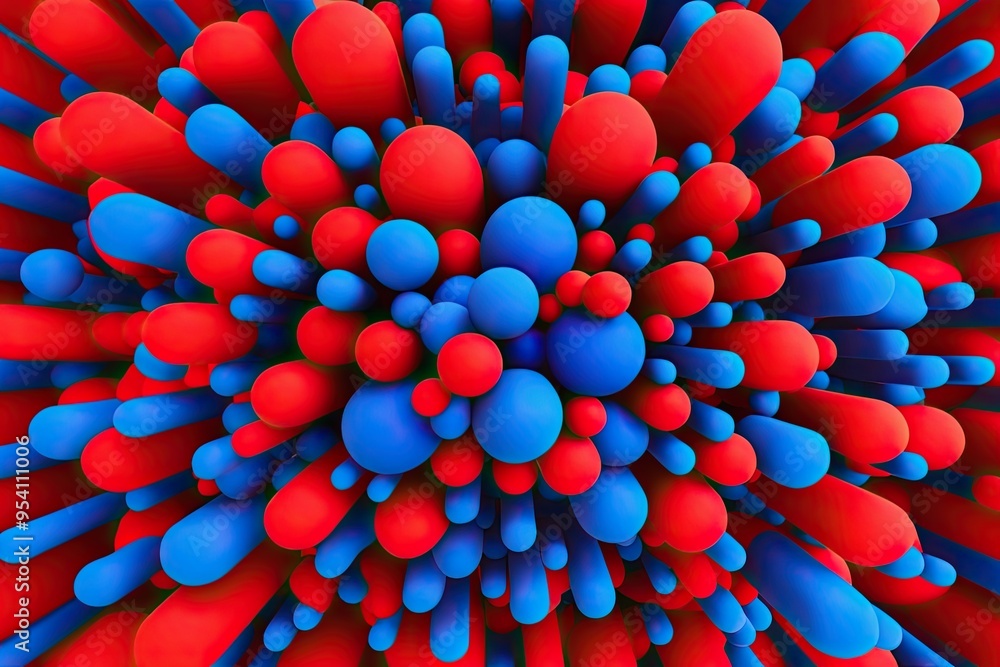 Aufkleber dynamic 3d abstract background featuring red and blue shapes