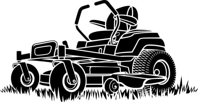 Zero Turn Lawn Mower Lawn Care silhouette illustration with grass