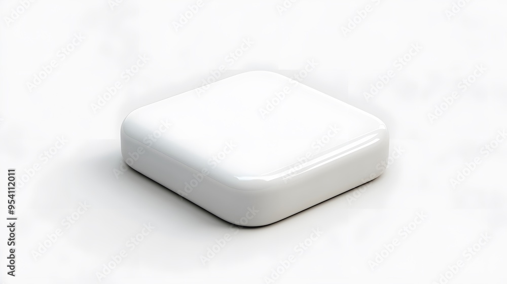 Poster blank mobile application icon, button - solid square with round corners. 3d rendering, white backgro