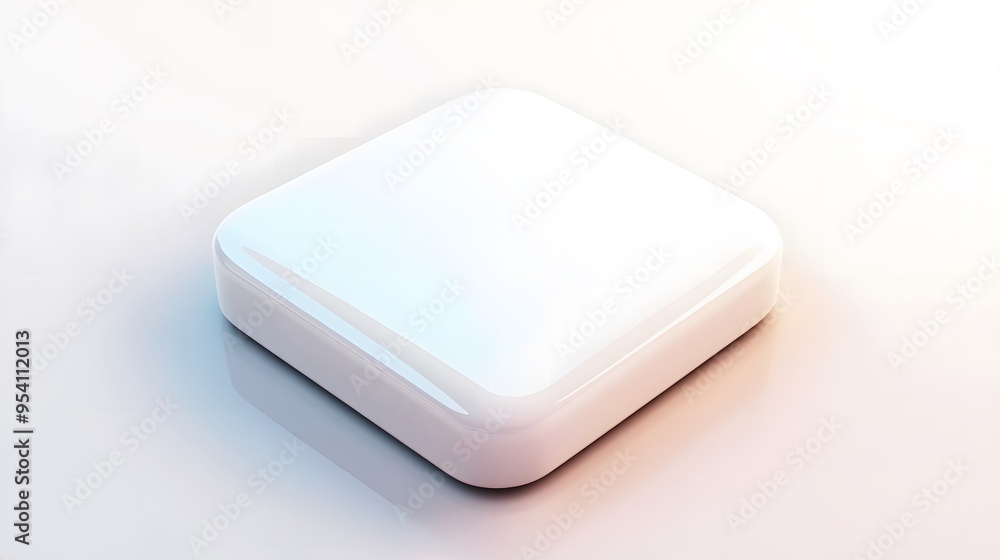 Poster blank mobile application icon, button - solid square with round corners. 3d rendering, white backgro