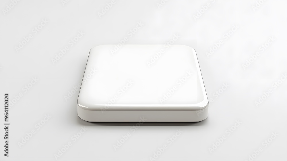 Poster blank mobile application icon, button - solid square with round corners. 3d rendering, white backgro